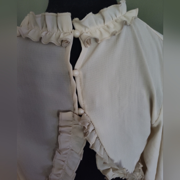 Beige Ruffle Mini Dress - Picture 3 of 4